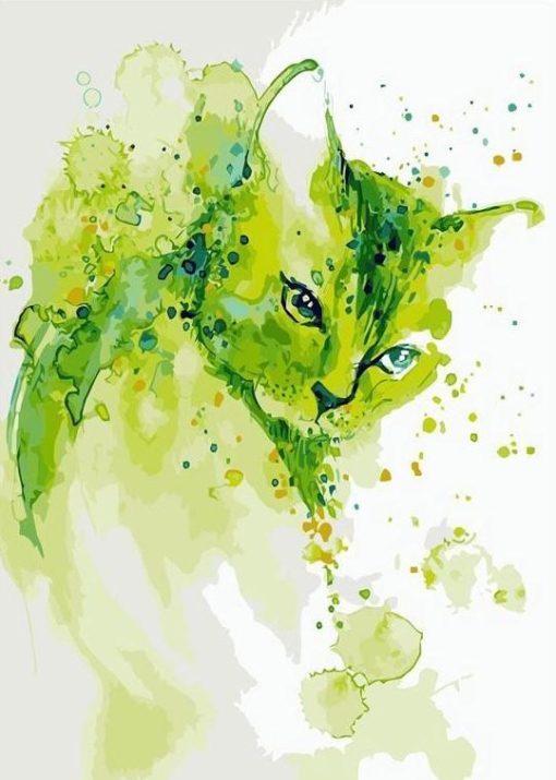 Abstract Green Cat paint by number