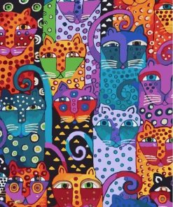 Abstract Cats Heads Paint By Number