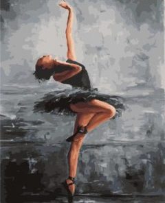 Ballerina In Black Paint By Number