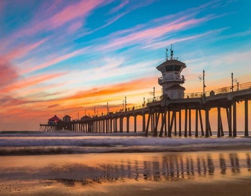 Beach Pier Sunset Paint By Number