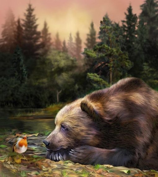 Bear And Sparrow Paint By Number