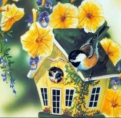 Bird Houses With Flower Paint By Number