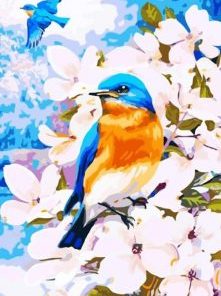 Blue Birds Flower Paint By Number