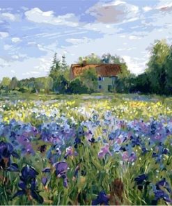 Blue Flowers Field Paint By Number