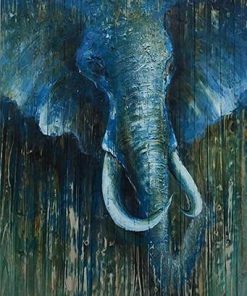 Blue Elephant On Wood Paint By Number