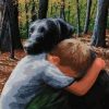 Boy Hugs Dog Paint By Number