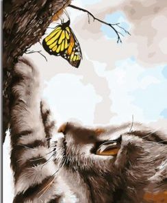 Butterfly And Cat Paint By Number