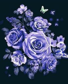 Butterfly Purple Roses Paint By Number