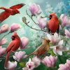 Cardinal Birds and Flowers Paint By Number