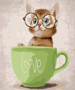 Cat In a Mug Paint By Number