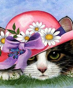 Cat With Flowered Hat Paint By Number