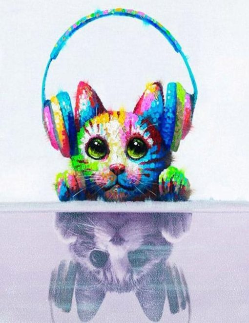 Cat With Headphones Paint By Number