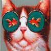 Cat with Fish Glasses Paint By Number