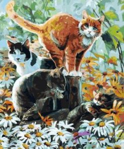 Cats and Daisies Paint By Number