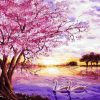 Cherry Tree and Swans Paint By Number