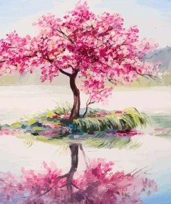 Cherry Tree on Lake Paint By Number