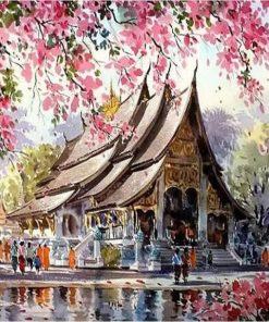 Cherry blossom Temple Paint By Number