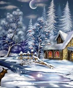 Christmas Snow Night Paint By Number