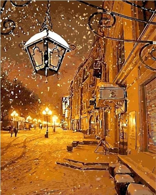 Christmas Snow Street Lamp Paint By Number