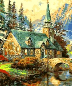 Church on Mountain Paint By Number