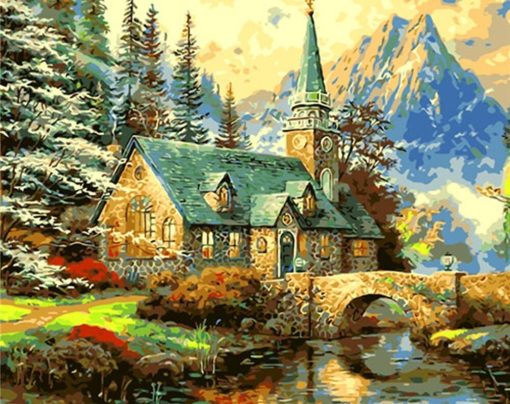 Church on Mountain Paint By Number