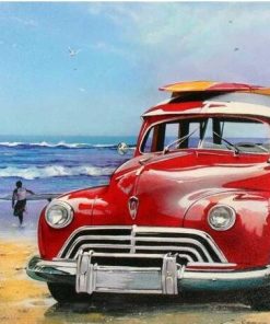 Classic Car On The Beach Paint By Number