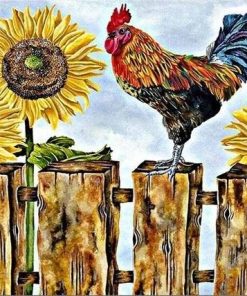 Cock With Sunflower Paint By Number