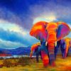 Colored Elephants paint by number