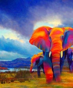 Colored Elephants paint by number