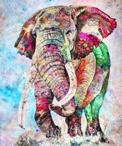 Colored Splash Elephant Paint By Number