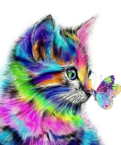 Colorful Butterfly And Cat Paint By Number