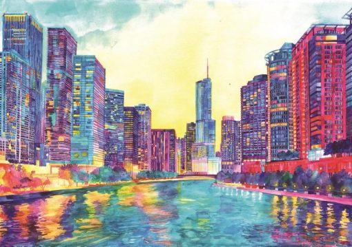 Colorful Chicago City Paint By Number