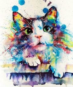 Colorful Splash Cat Paint By Number