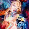 Colorful Woman and Parrot Paint By Number