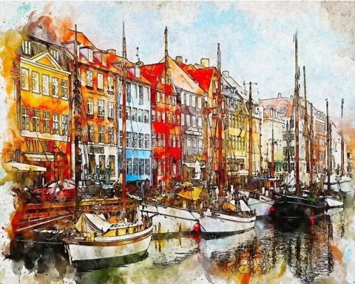 Copenhagens Harbour Paint By Number