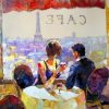 Couple at Paris Cafe Paint By Number