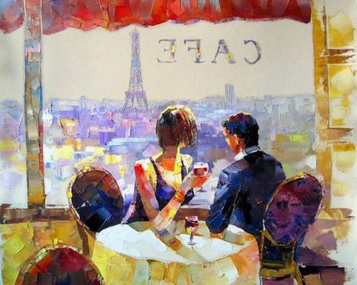 Couple at Paris Cafe Paint By Number