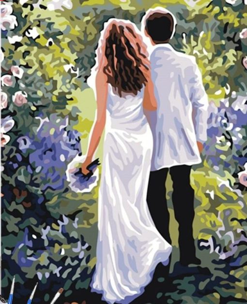 Couple in Courtyard Paint By Number