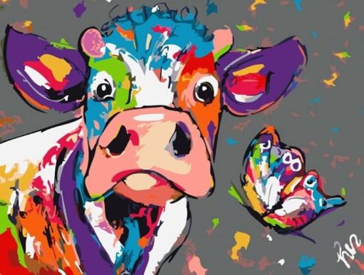 Cow and Butterfly Paint By Number