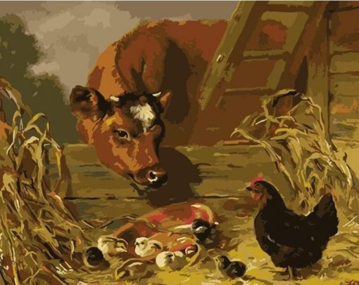 Cows and Chicken Paint By Number