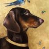 Dachshund and Bird Paint By Number