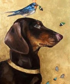 Dachshund and Bird Paint By Number