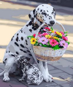 Dalmatian With Flowers Paint By Number