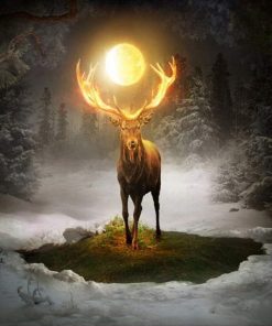 Deer And Full Moon Paint By Number