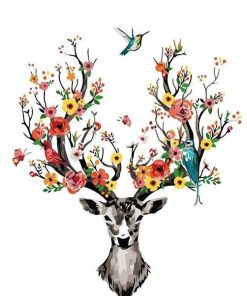 Deers Floral Antlers Paint By Number