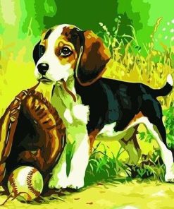 Dog Playing Baseball Paint By Number