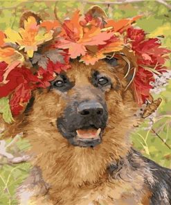 Dog With Leaves Paint By Number