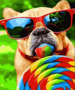 Dog With Lollipop Paint By Number