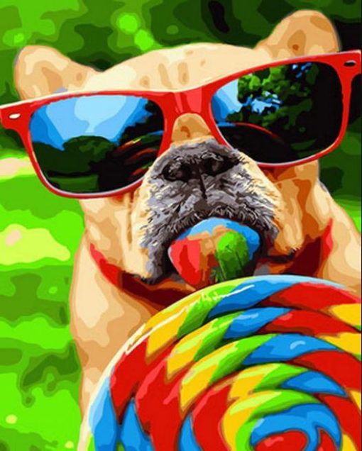 Dog With Lollipop Paint By Number