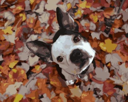 Dog and Leaves Paint By Number